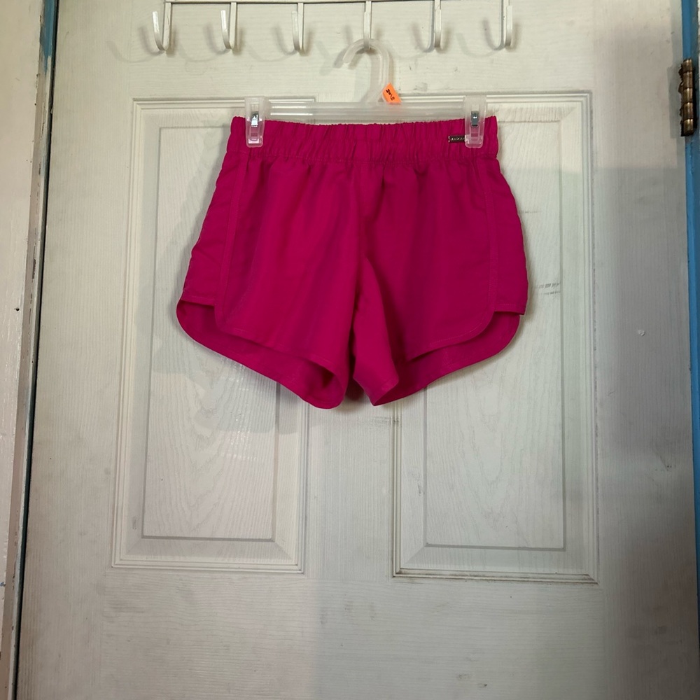 Lascana Pink Athletic Shorts with Elastic Waistband and Curved Hem